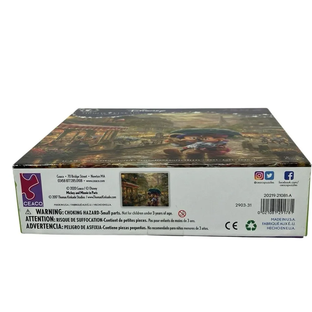 Disney Kinkade Mickey Minnie Mouse Paris‎ Puzzle 750pc Romantic Eiffel Tower Art